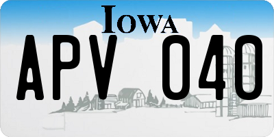 IA license plate APV040