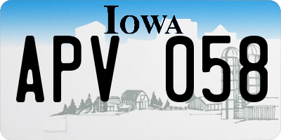 IA license plate APV058