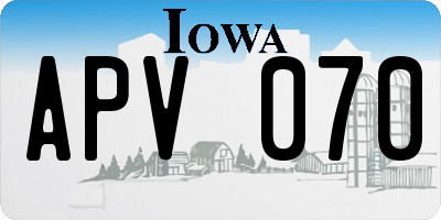 IA license plate APV070