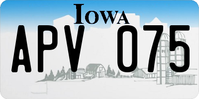 IA license plate APV075