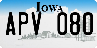IA license plate APV080
