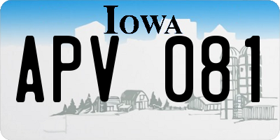 IA license plate APV081