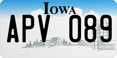 IA license plate APV089