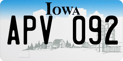 IA license plate APV092