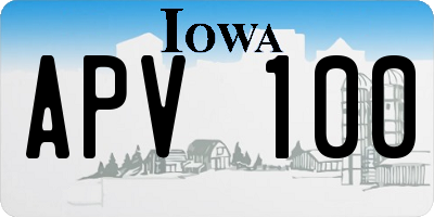 IA license plate APV100