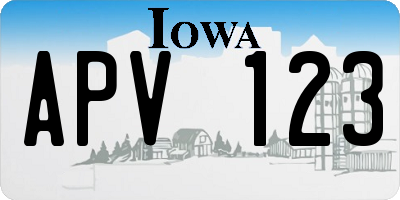 IA license plate APV123