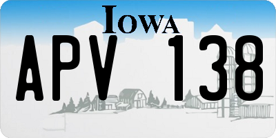 IA license plate APV138