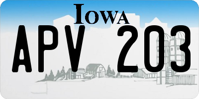 IA license plate APV203