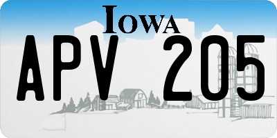 IA license plate APV205