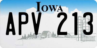 IA license plate APV213