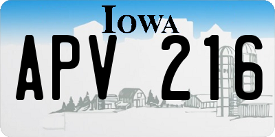 IA license plate APV216