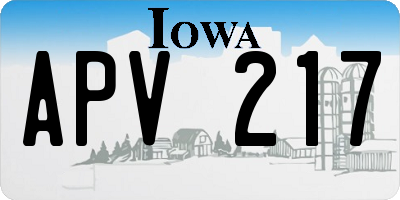 IA license plate APV217