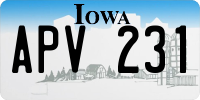 IA license plate APV231