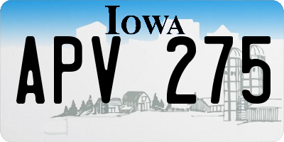 IA license plate APV275