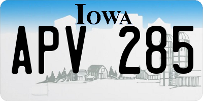 IA license plate APV285