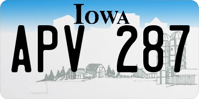 IA license plate APV287