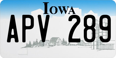 IA license plate APV289