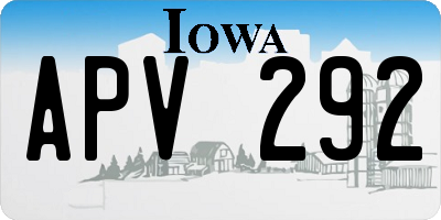 IA license plate APV292