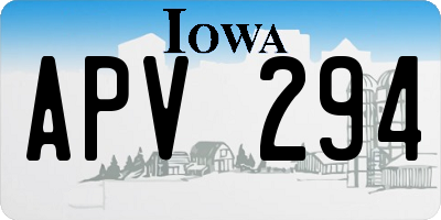 IA license plate APV294