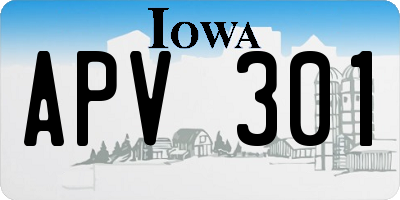 IA license plate APV301