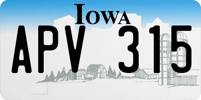 IA license plate APV315