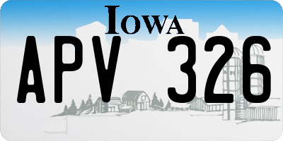 IA license plate APV326