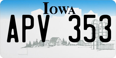 IA license plate APV353