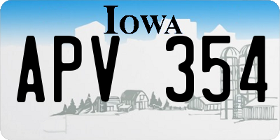 IA license plate APV354