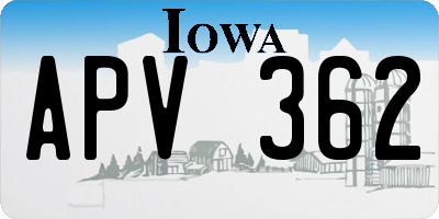 IA license plate APV362