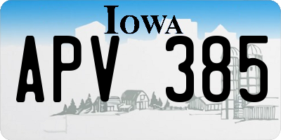 IA license plate APV385