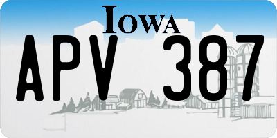 IA license plate APV387