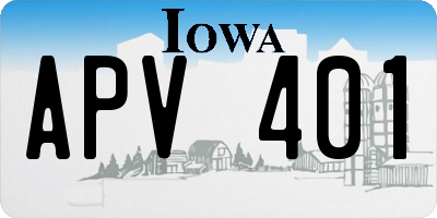 IA license plate APV401