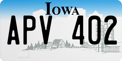 IA license plate APV402