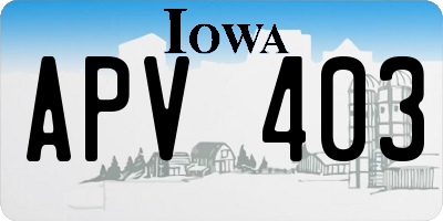 IA license plate APV403