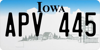 IA license plate APV445