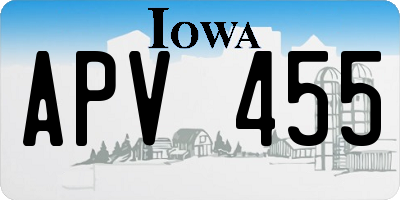 IA license plate APV455