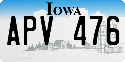 IA license plate APV476