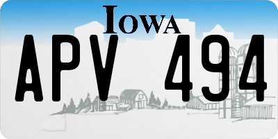 IA license plate APV494