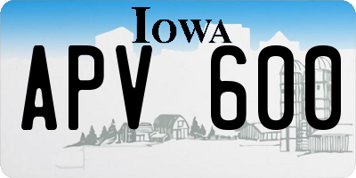 IA license plate APV600