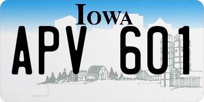 IA license plate APV601