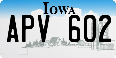 IA license plate APV602