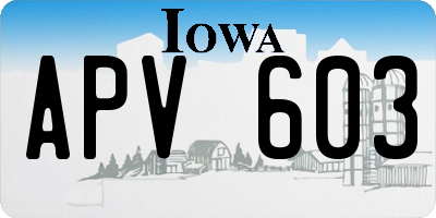 IA license plate APV603