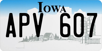 IA license plate APV607