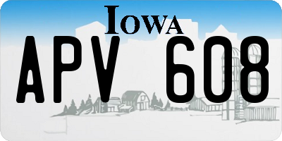IA license plate APV608
