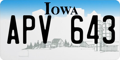 IA license plate APV643