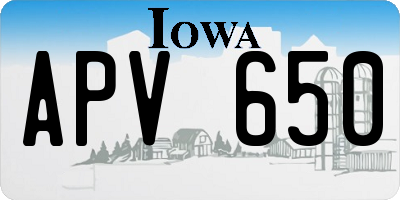 IA license plate APV650