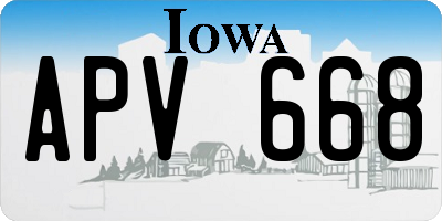 IA license plate APV668