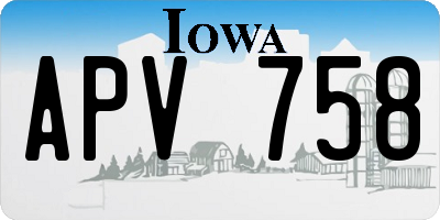 IA license plate APV758