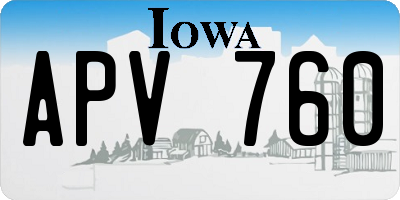 IA license plate APV760