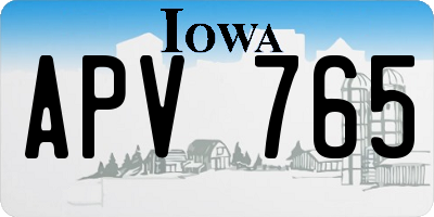 IA license plate APV765